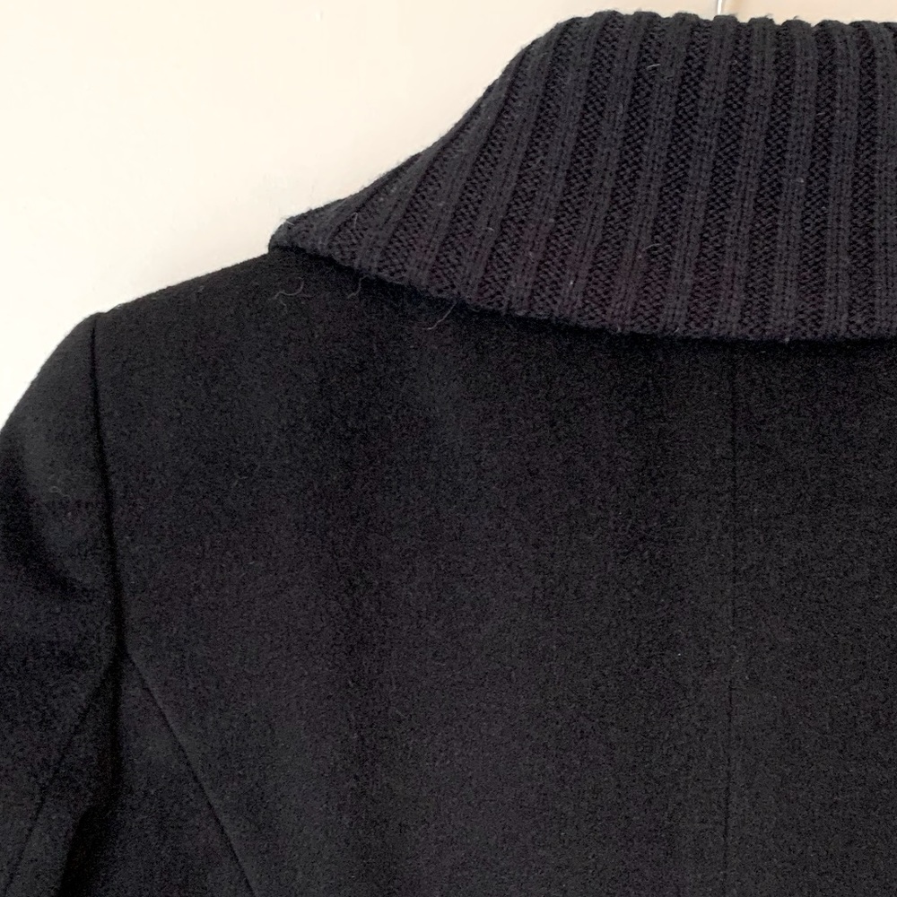 Raffinati long black wool coat with leather trim - Picture 13 of 15